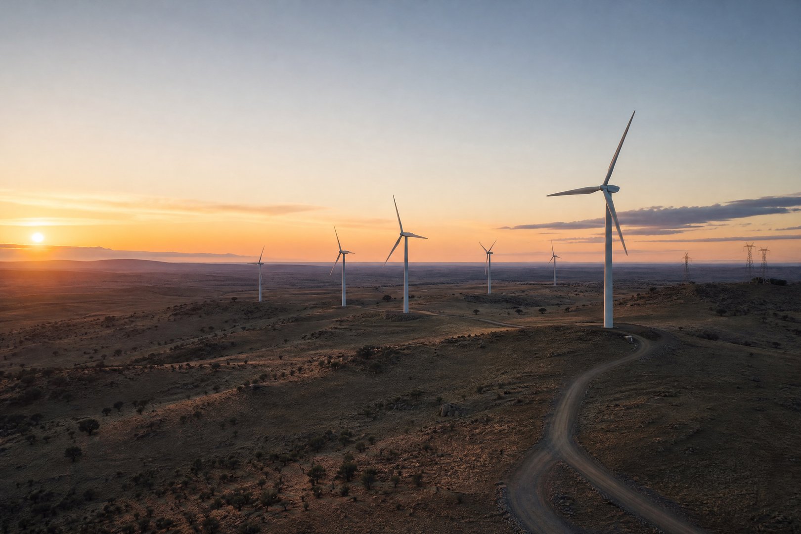 Wind farm in a wide open landscape